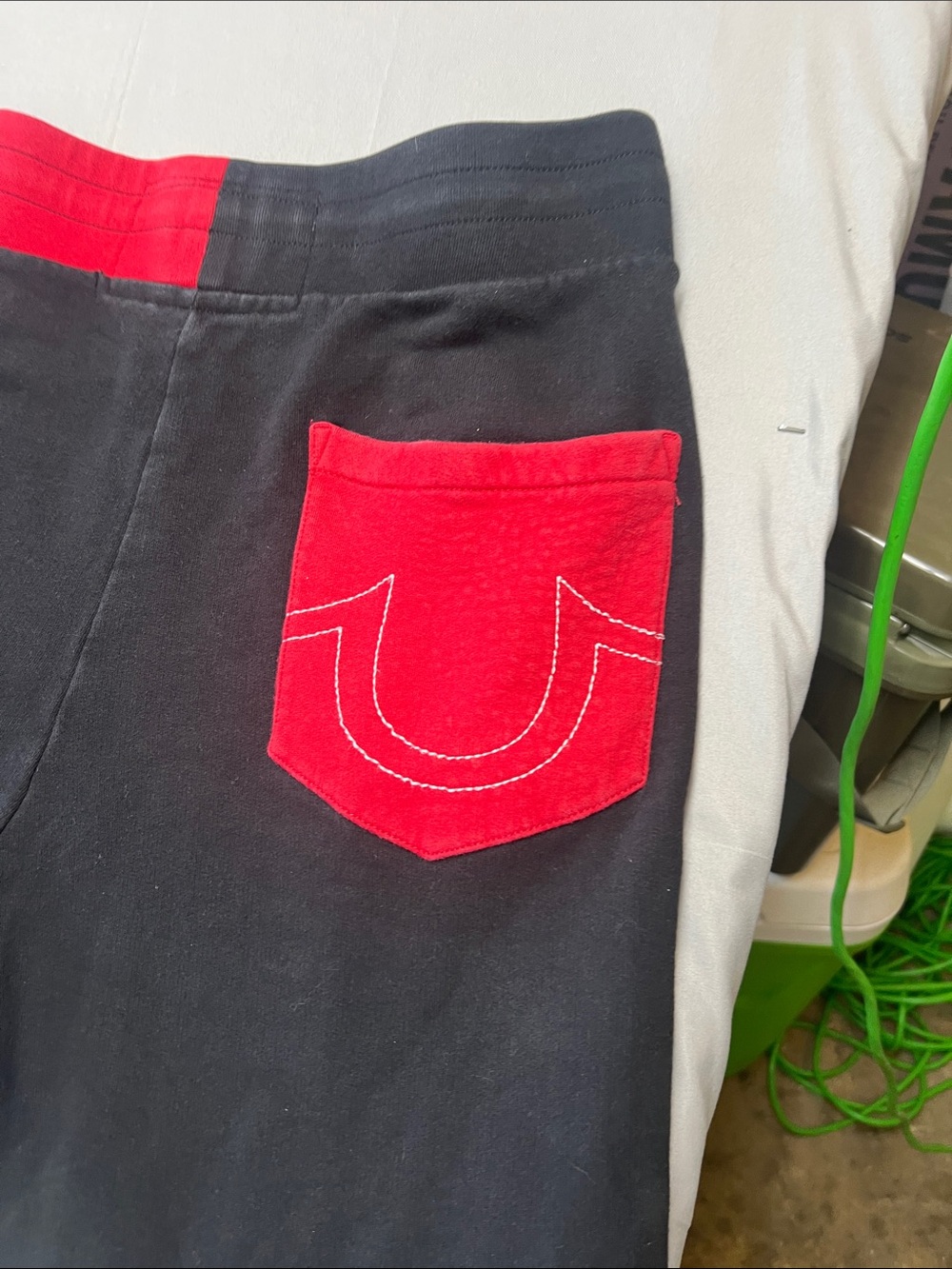 True Religion Black Sweatpants with Red Waistband - Picture 4 of 10